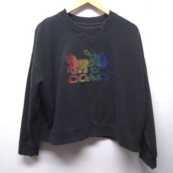 Coach Rainbow Horse & Carriage Crewneck Sweatshirt Small Designer Black RSP $495 - Picture 1 of 9